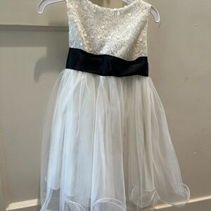 Elegant White and Black Kids Dress